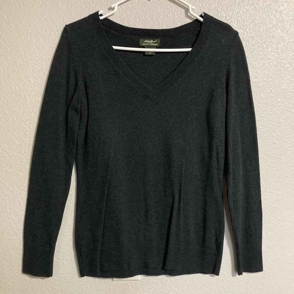 Eddie Bauer Cotton Cashmere Sweater, Grey, Size XS
